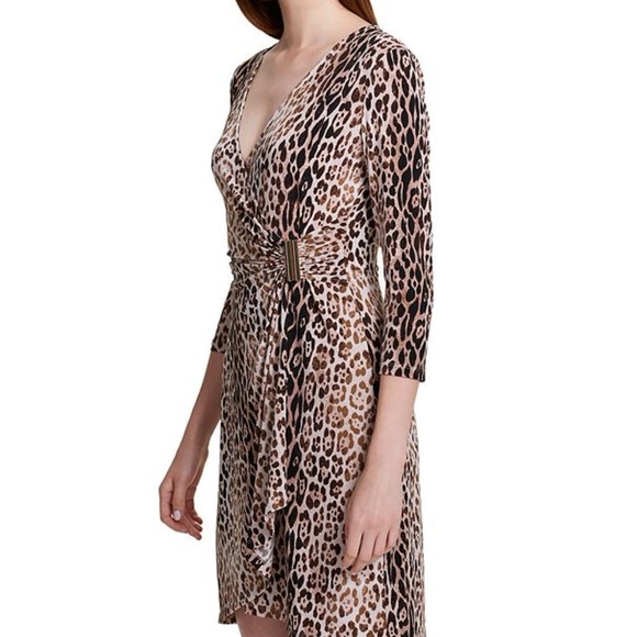 Calvin Klein Leopard Wrap Dress - Picture 3 of 8